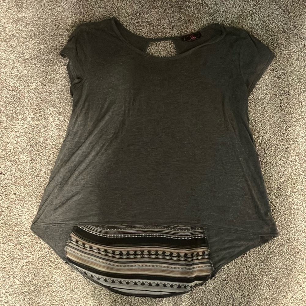 Pinc Black Asymmetrical Cut Out Short Sleeve Tee